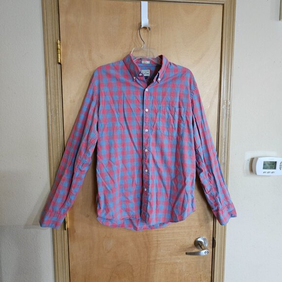 J Crew Slim Shirt L Long Sleeve Check Red Blue - Picture 5 of 10